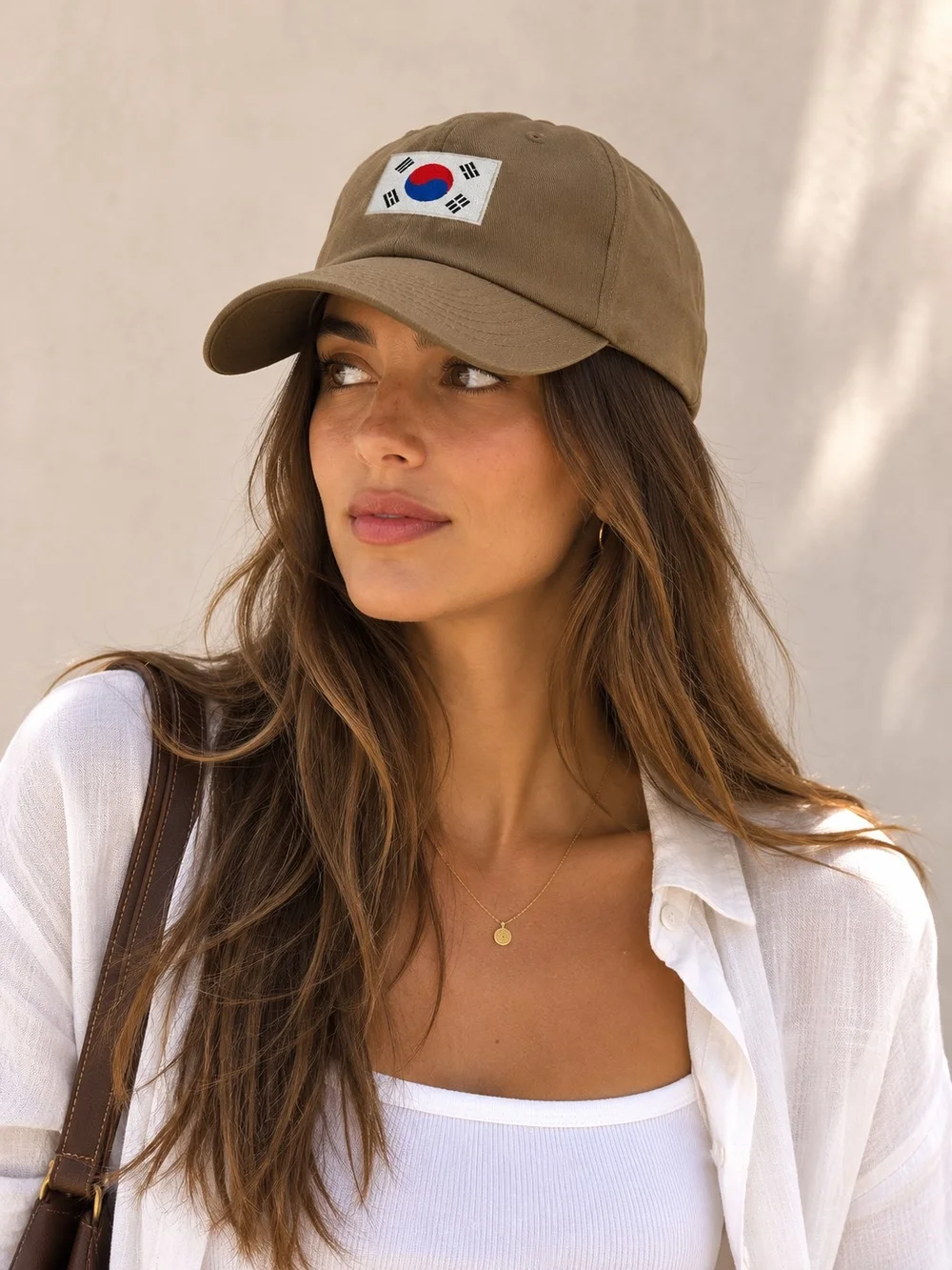 Olive Green Baseball Cap with Korean Flag Patch